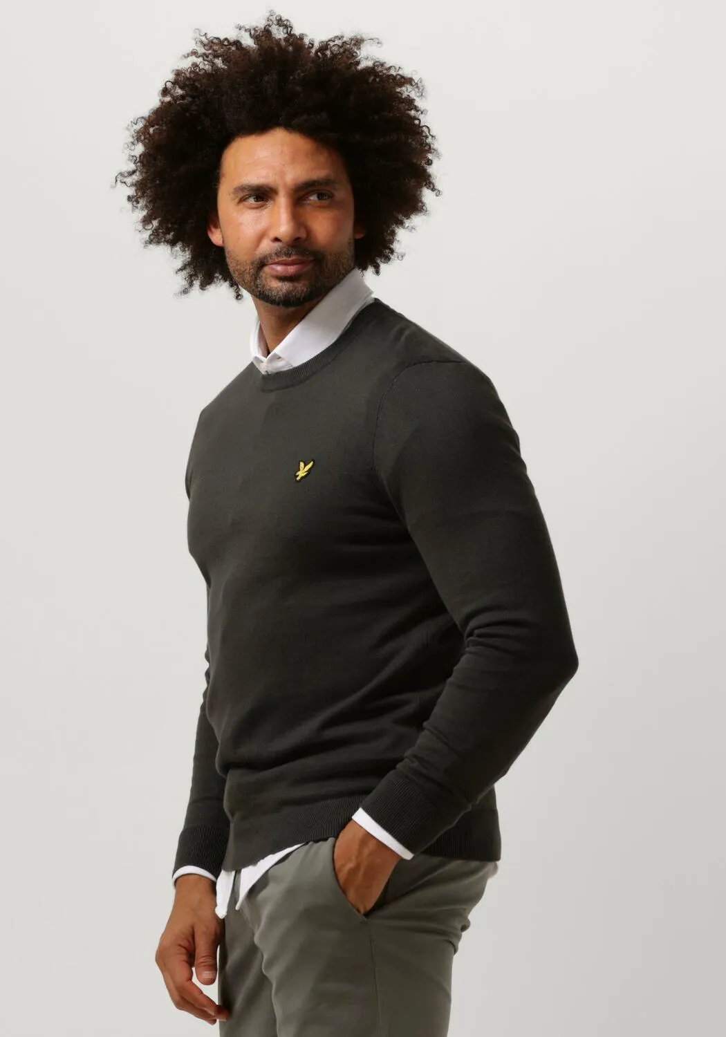 DONKERGRIJZE LYLE & SCOTT TSHIRT COTTON CREW NECK JUMPER