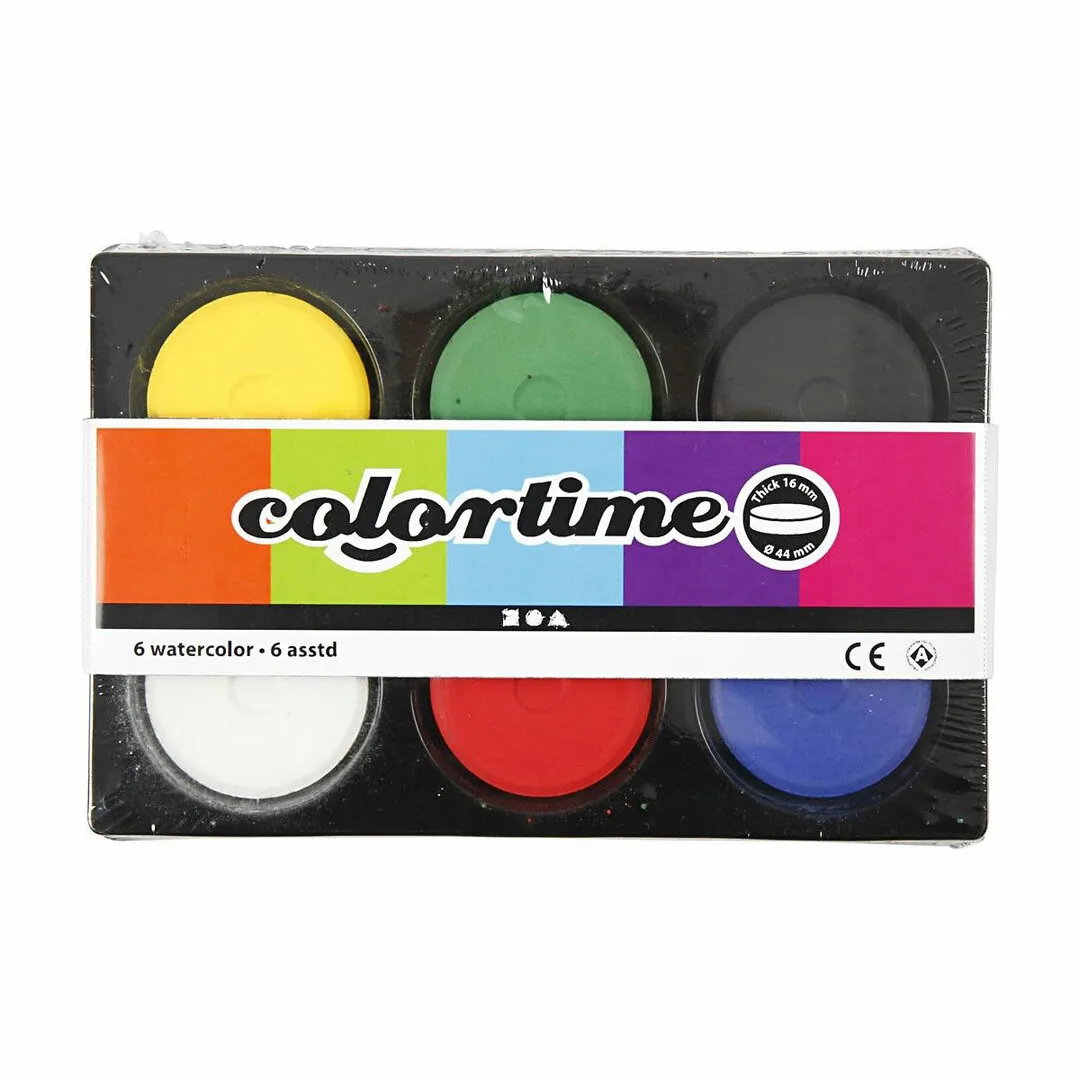 NAVULBLOKKEN WATERVERF IN PALET  PRIMAIRE KLEUREN, 6ST.