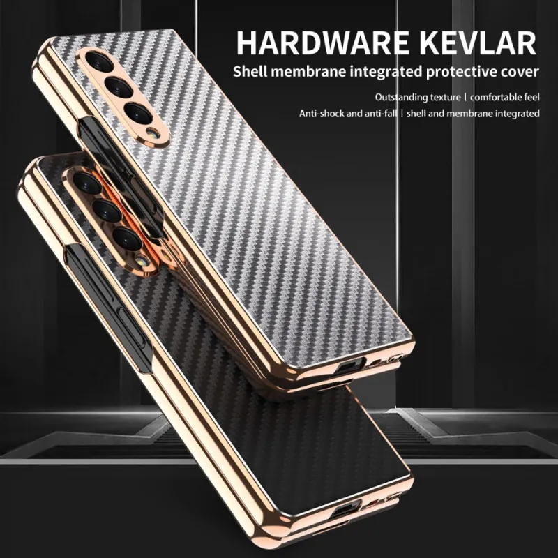 Samsung Galaxy Z Fold 3 5G Carbon Fiber Hoesje met Scherm Beschermer